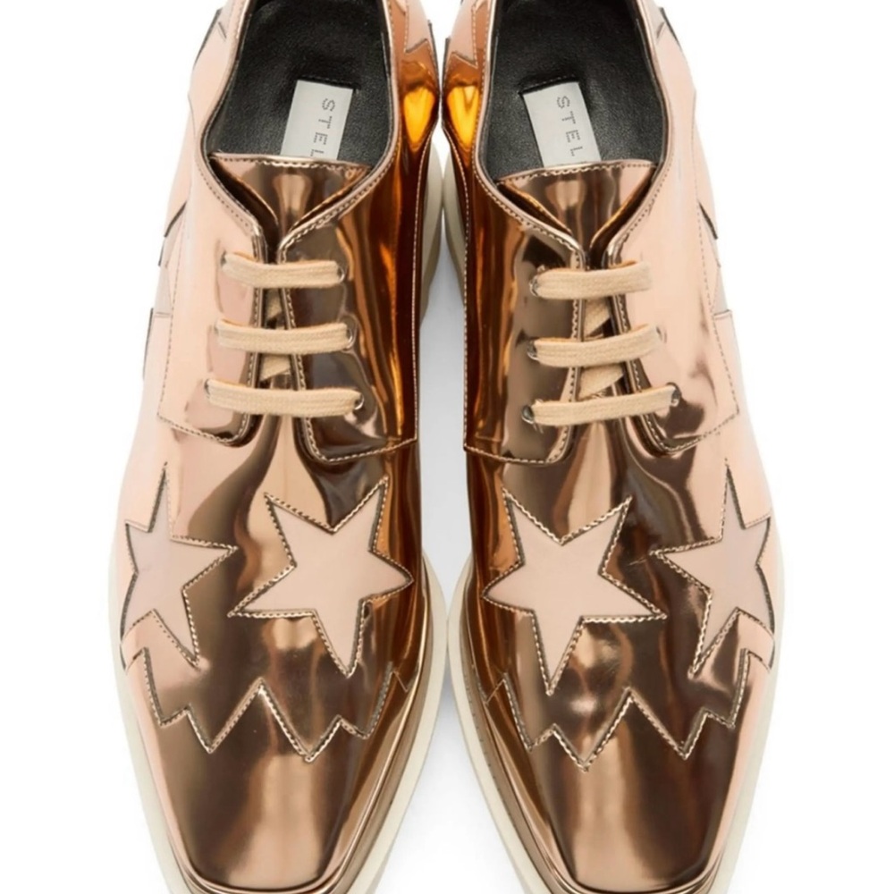 Stella McCartney Men's Shiny Bronze Star Oxfords